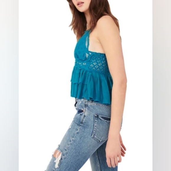 Free People Adella Cami in Teal•M☆HOST PICK ☆ - Picture 3 of 15